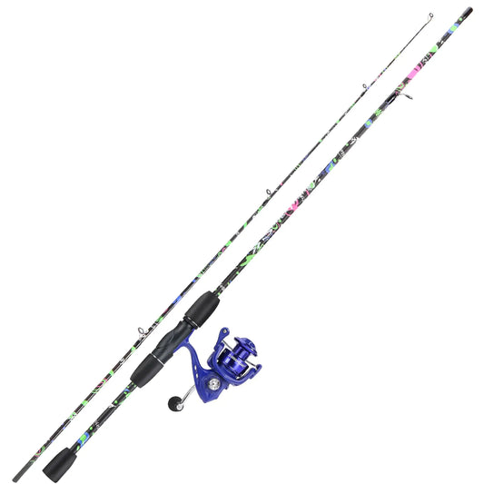 Fishing rod and reel set on a white background
